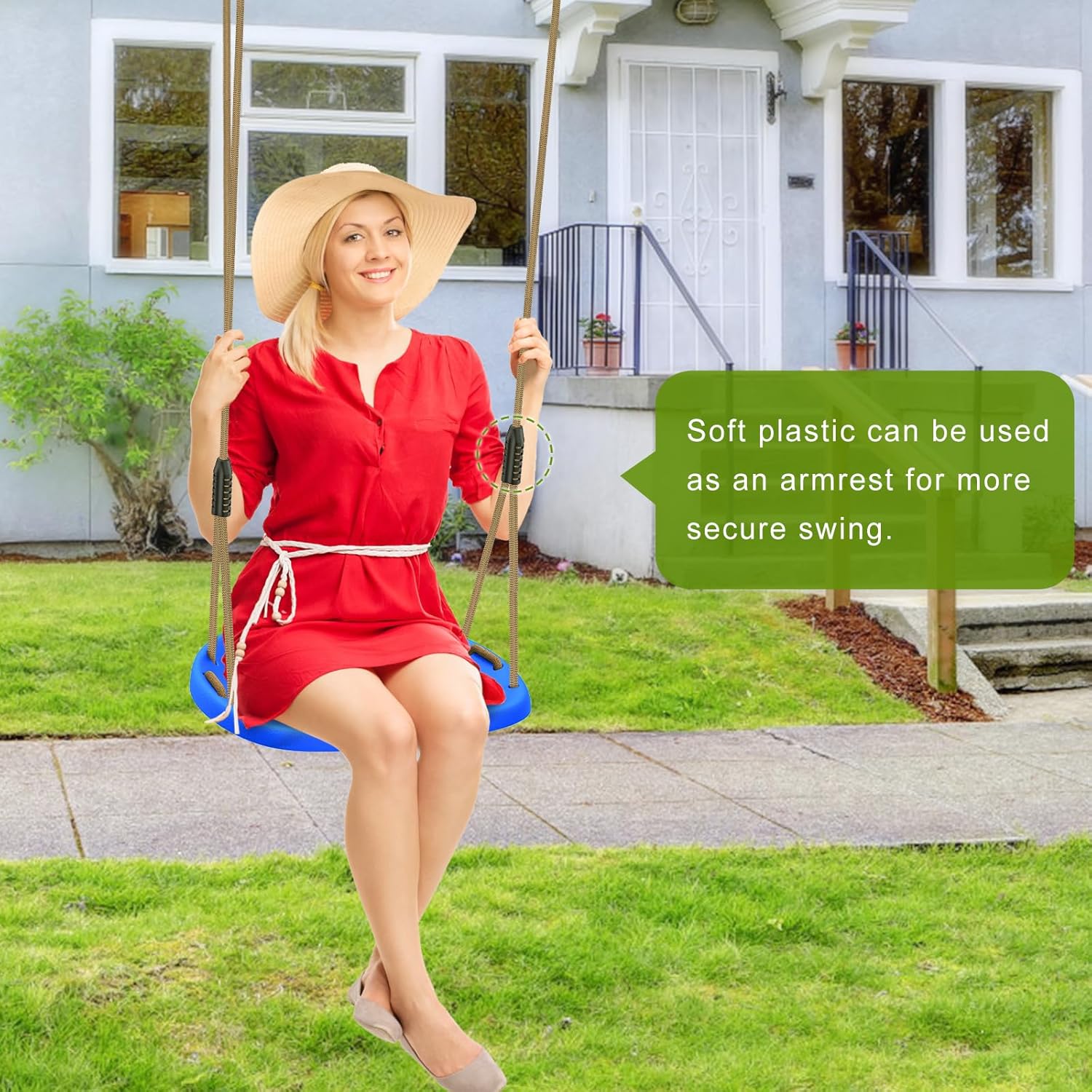 BeneLabel Heavy Duty Swing Seat 500LBS Anti-Slip Wide Swing Seat with Adjustable Rope Tree Swings Seats for Kids & Adults Replacement Swing Seats for Outdoor Swing Set Backyard Playground