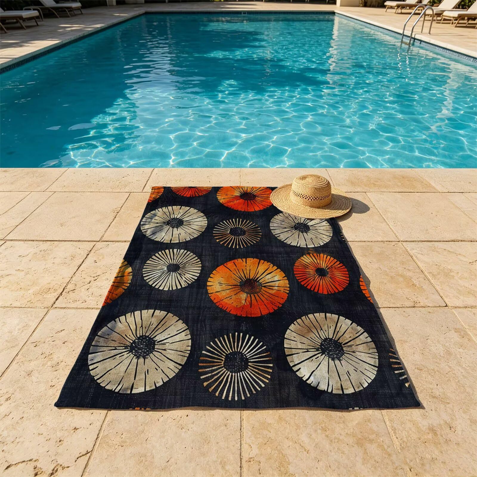 Toalla Playa Grande 220x160 Vacaciones Accesorios Viaje, Toalla Playa Sencillez Suave Cómodo Secado Rápido, Redondo Toallas Baño Grandes 160 x 220cm para Yoga Fitness Natación Sauna Baño XTLS-1304