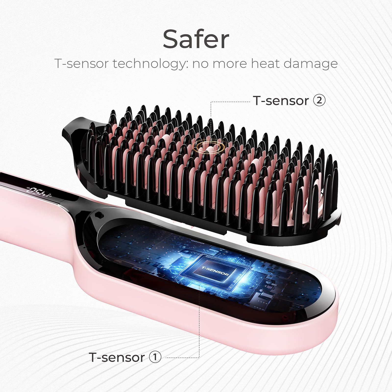TYMO Ionic Plus Saç Düzleştirici Fırça, Profesyonel Saç Düzleştirici, Hızlı Şekillendirme, 16 Sıcaklık, 80-230 ℃, LCD Ekran, Çift Voltaj, Hızlı Isıtma, Yanma Koruması