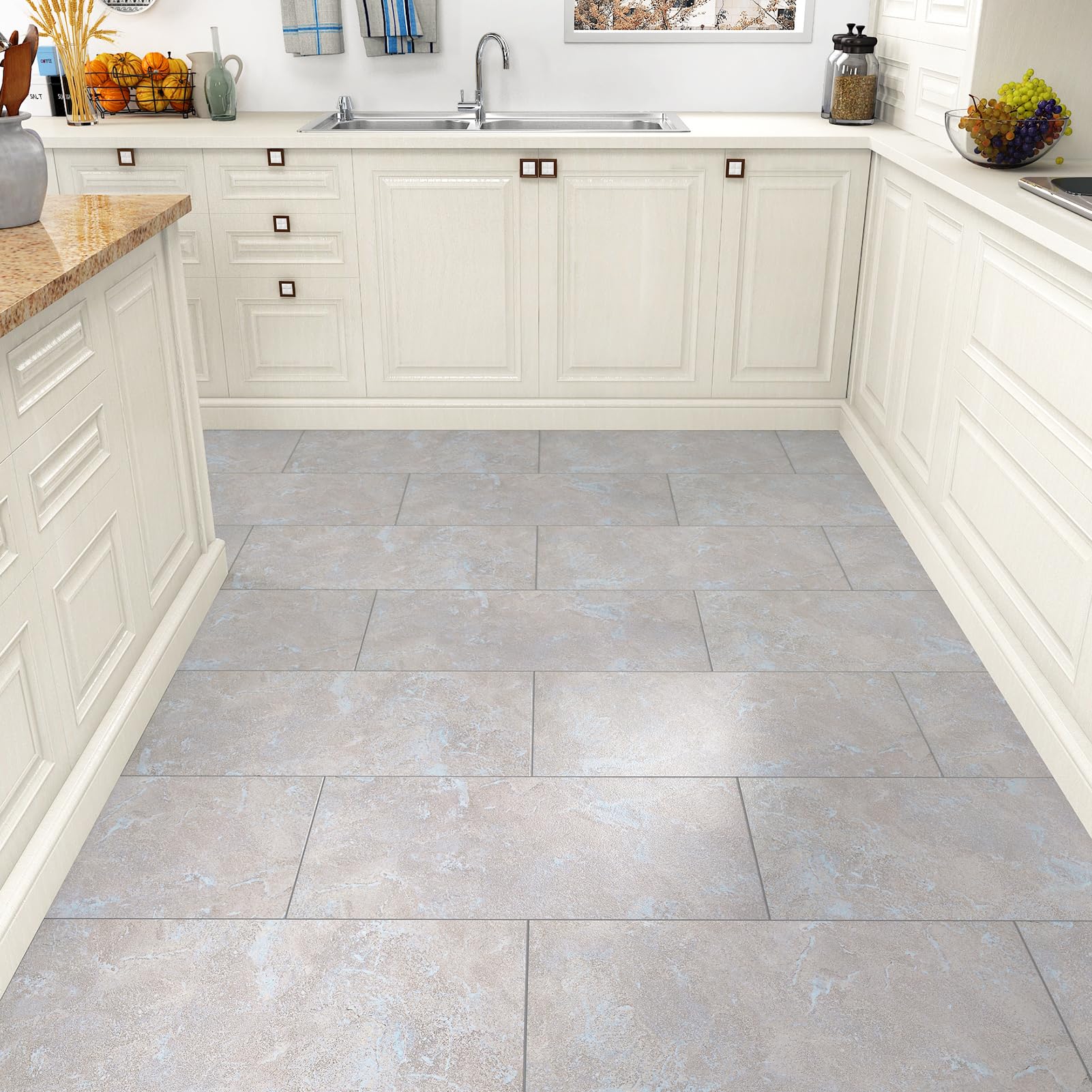 15 Pièces Revetement De Sol PVC Gris Dalle PVC Adhesive Sol Lavable Parquet Lino Vintage Pour Salon Cuisine Carrelage Adhesif Gris Carrelage Salle De Bain 60 x 30cm