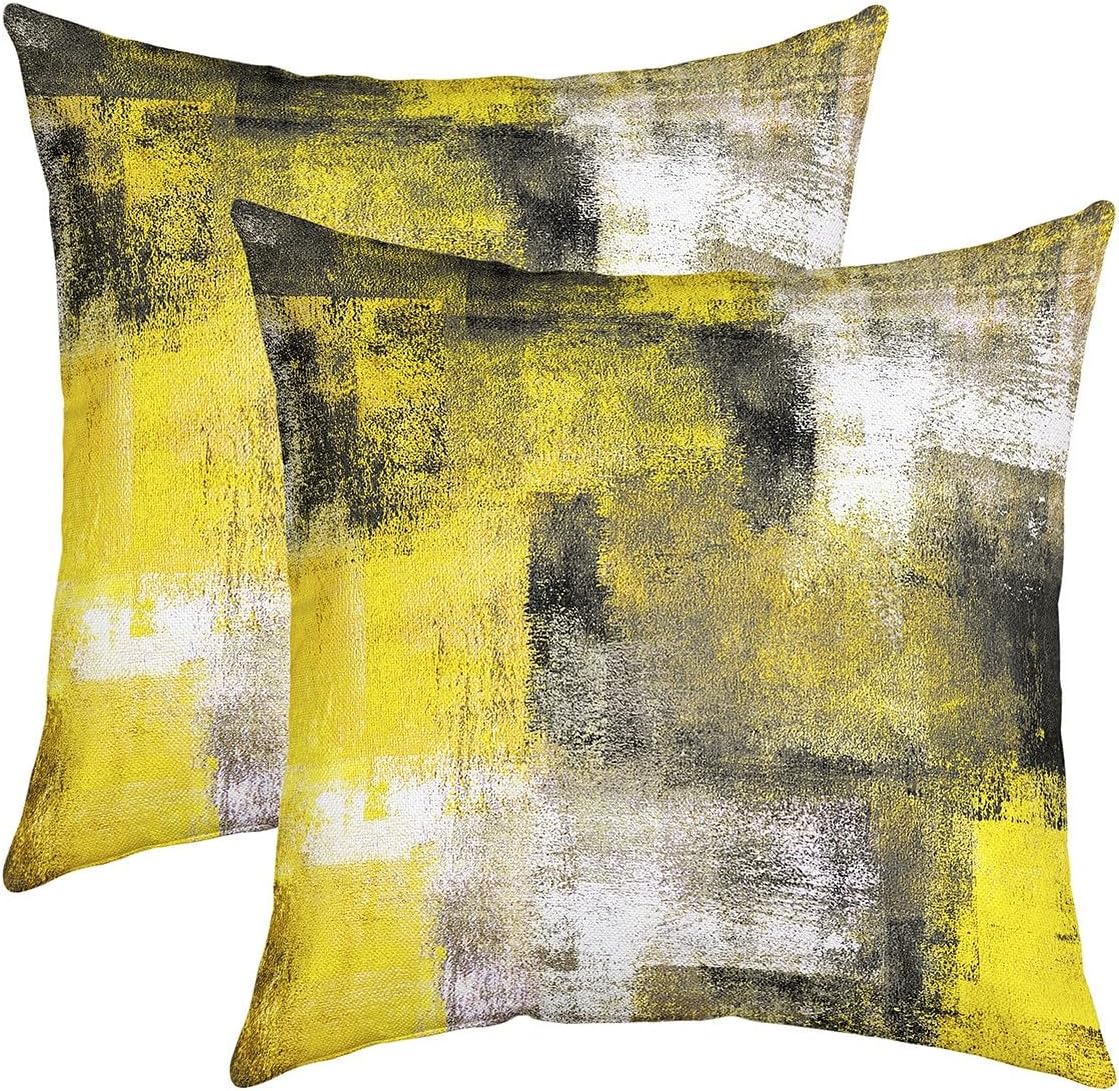 Ombre Throw Pillow Covers for Men Women,Oil Painting Pillow Covers 24x24 set of 2,Grunge Navy Blue Cushion Cases,Farmhouse Watercolor Decorative Accent Pillow Cases Fashion Home Room Decor