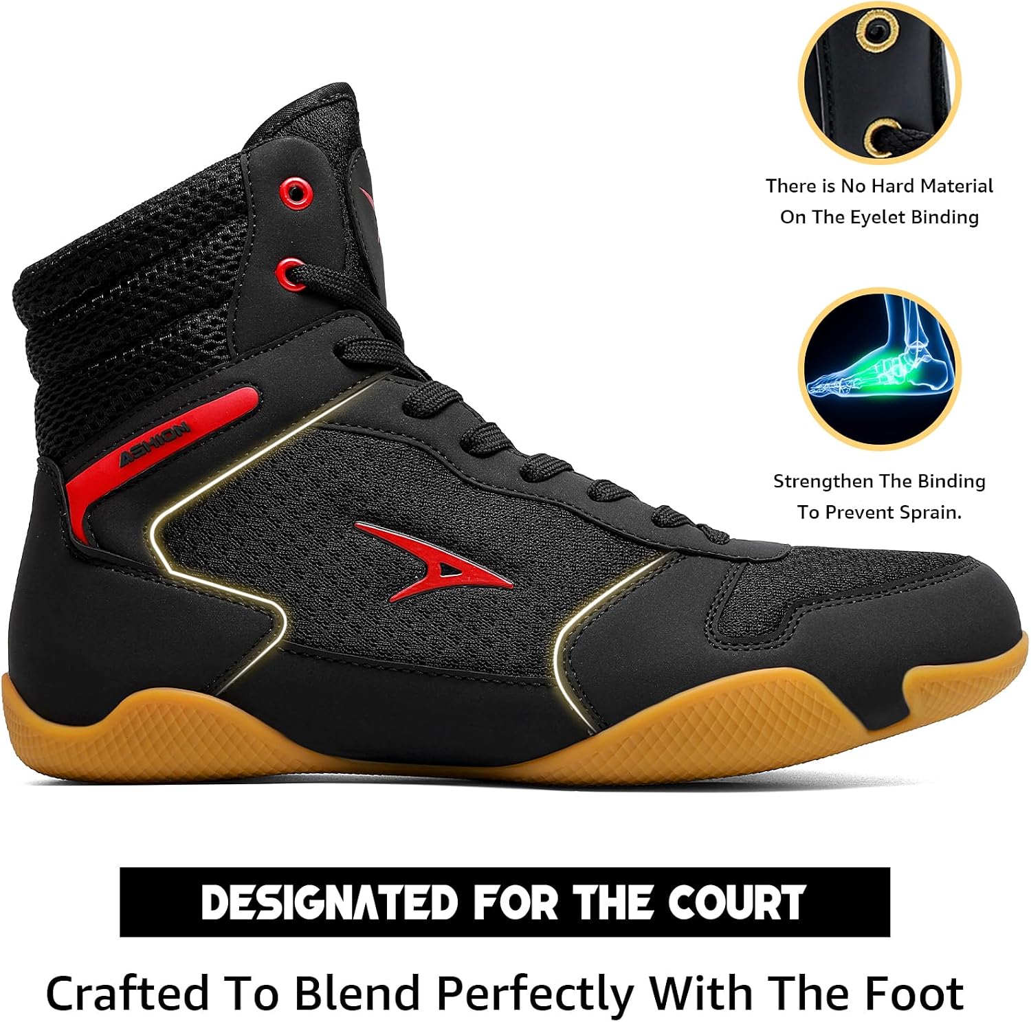 ASHION Men Wrestling Shoes Boxing Shoes High Top Fitness Sneakers Zero Drop Sole
