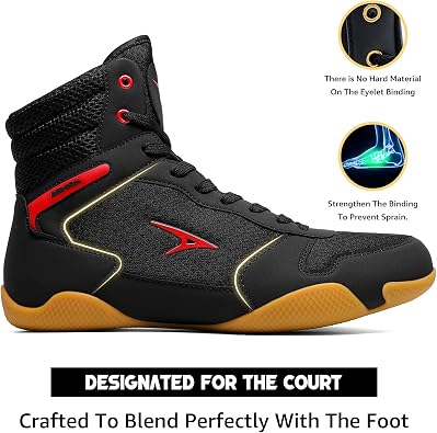 ASHION Men Wrestling Shoes Boxing Shoes High Top Fitness Sneakers Zero Drop Sole