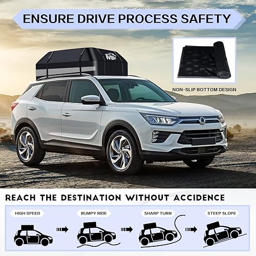 Miniatura 3 de Bolsa de transporte para techo de automóvil de 20 pies cúbicos, bolsa de carga impermeable 900D con alfombrilla antideslizante, correas reforzadas y