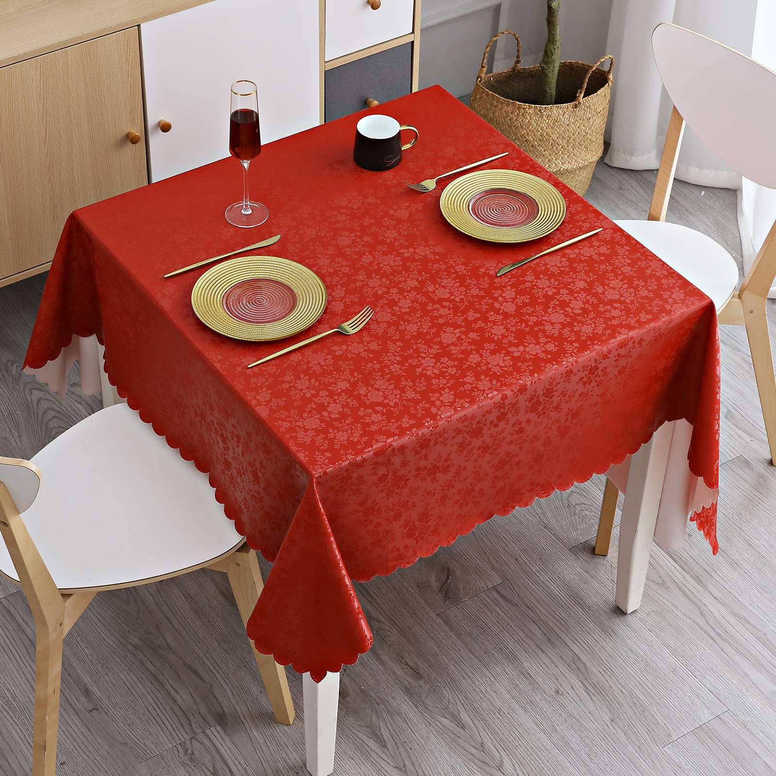 Smiry Square Waterproof Heavy Duty Vinyl Tablecloths, 54 x 54 Inch