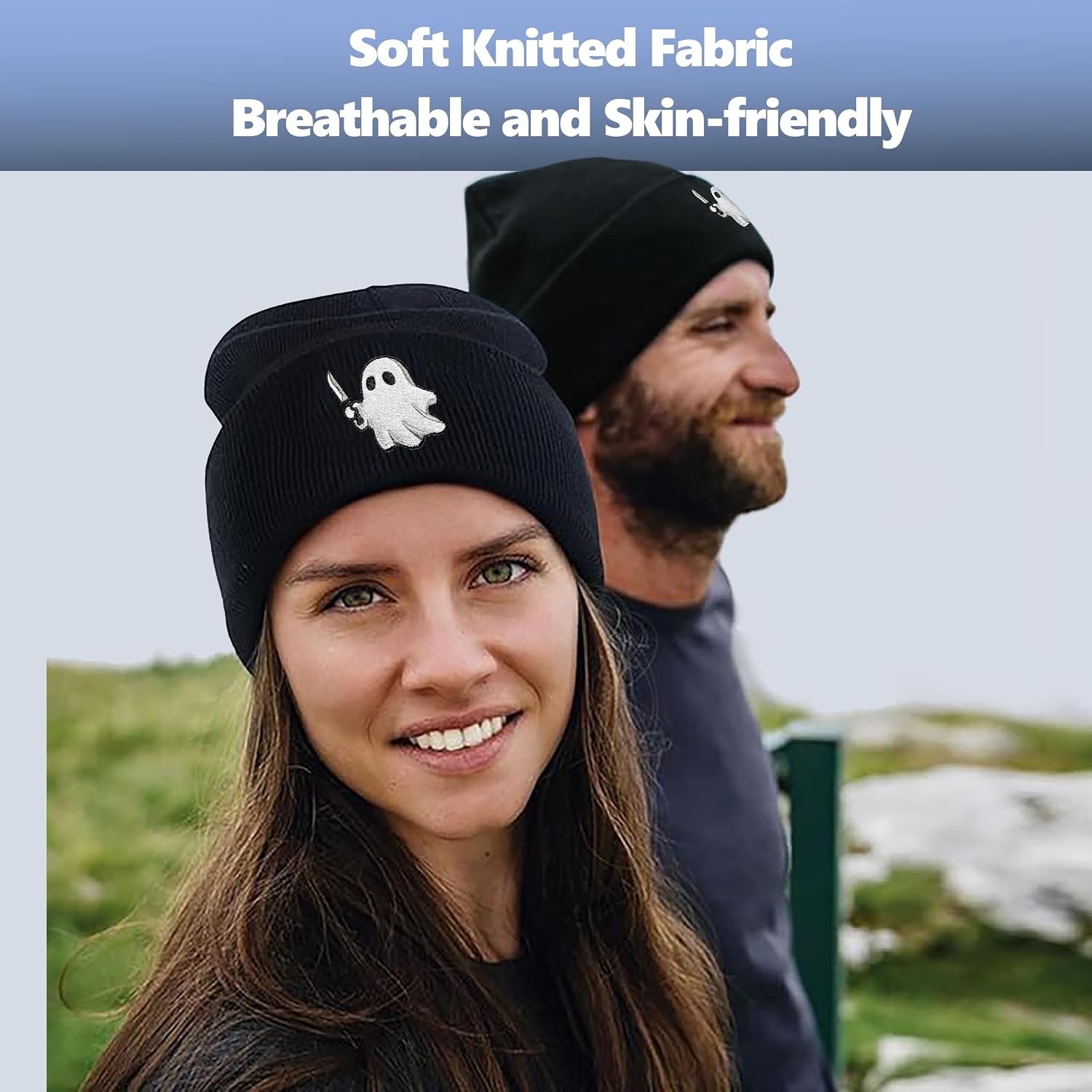 Embroidered Beanie Hats for Men Women, Winter Funny Knit Hat, Stuff Accessories Gifts