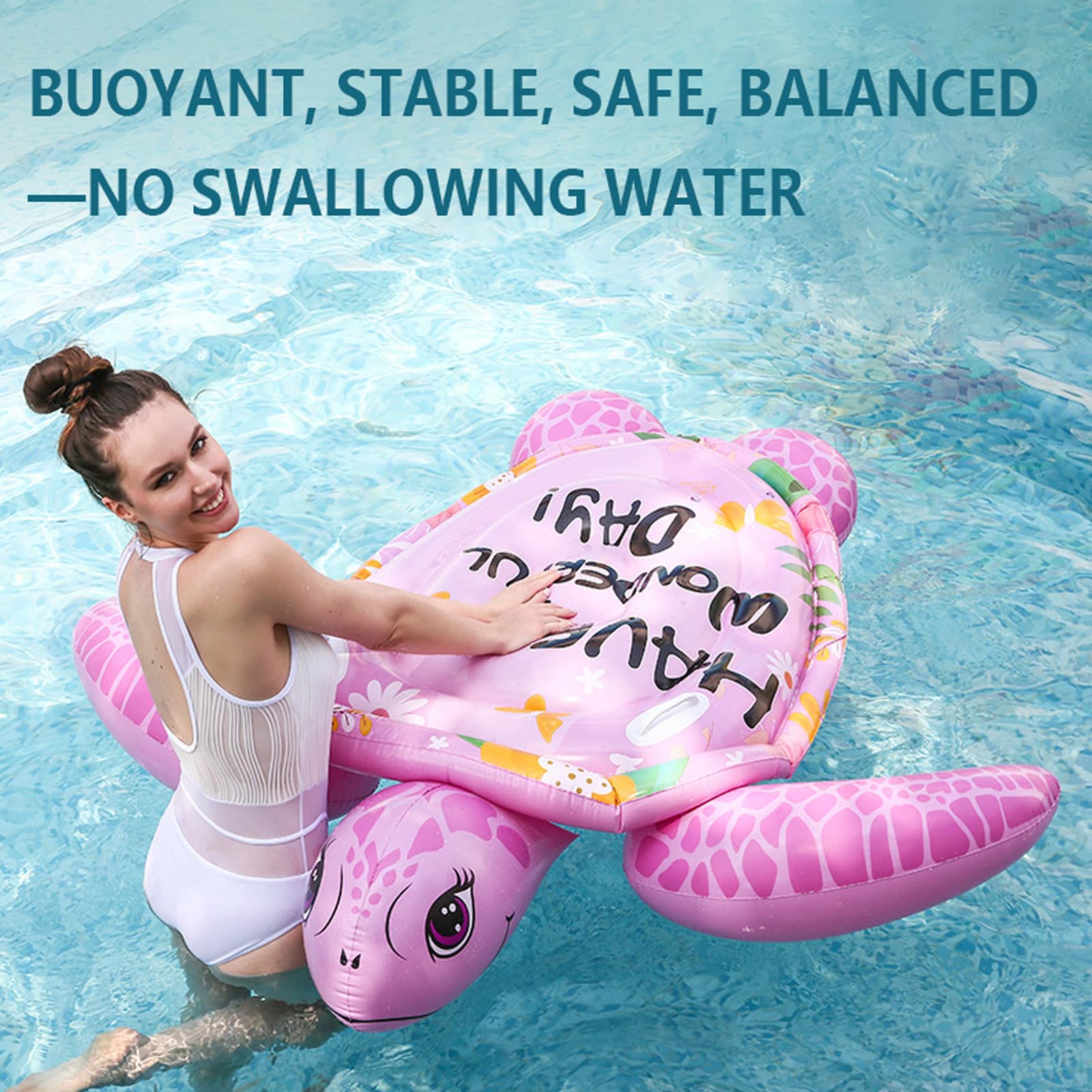 Bouées Gonflables piscin Matériau PVC 175 × 175 cm Résistant Flottant Hamac Gonflable avec Un Motif de Tortue Rose avec accoudoirs Flexible et Portable pour Fêtes,Été,Plage,Aquatique