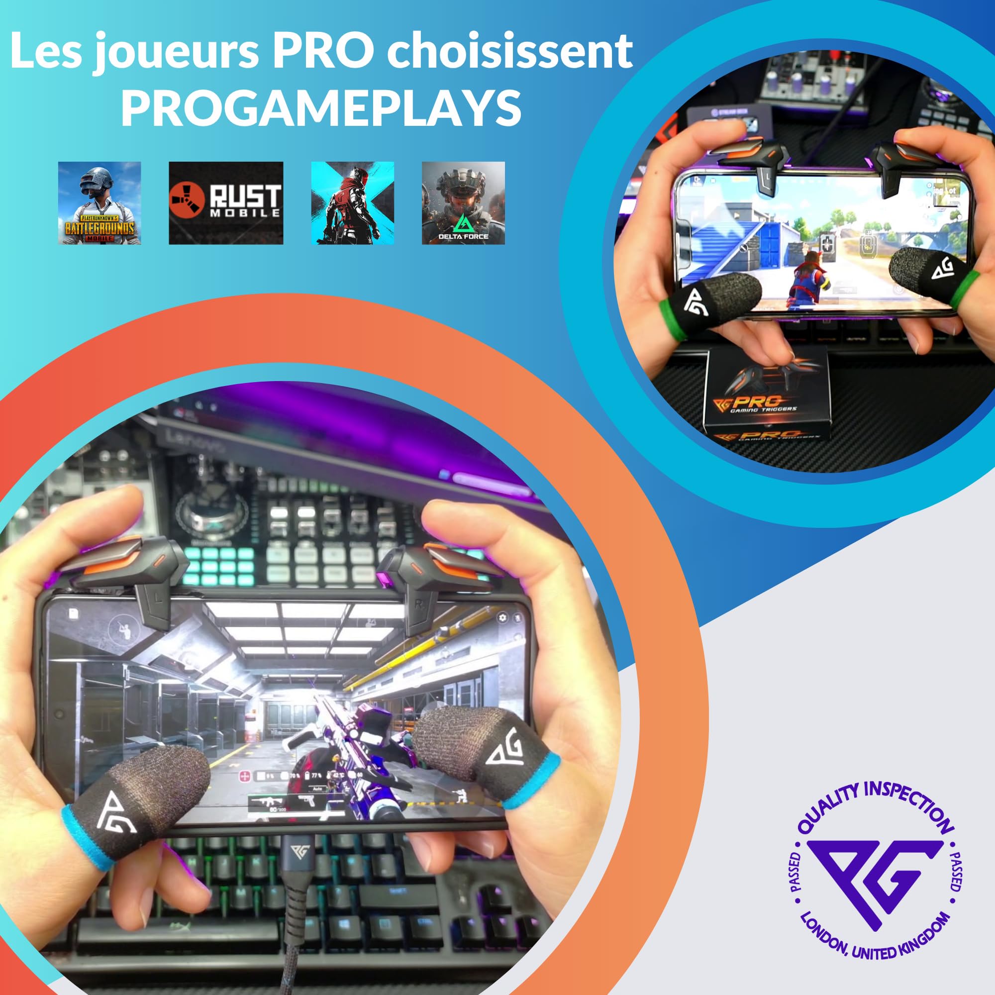 Manchons de Doigts pour Jeux Mobiles, 3 Paires Hybrides Fibre de Carbone et d’Argent, Sensibles et Respirants 0,3 mm Anti-Transpiration, Compatibles avec PUBG Mobile (Taille Standard)