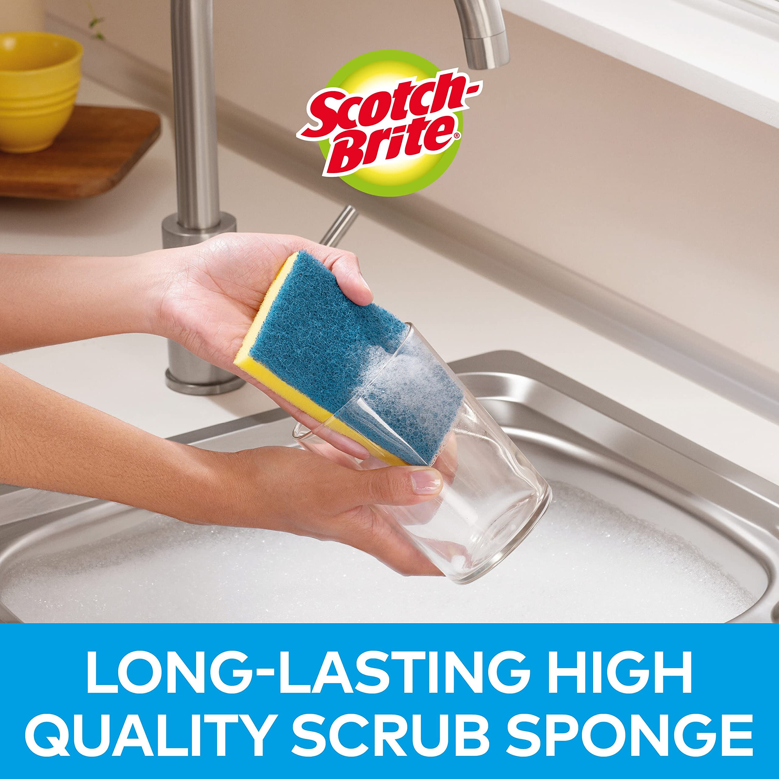 Scotch-Brite Delicate Non-Scratch Scrub Sponge, 12 Pieces, Ideal Everyday Washing up Sponge for Kitchen Bathroom - Image 4