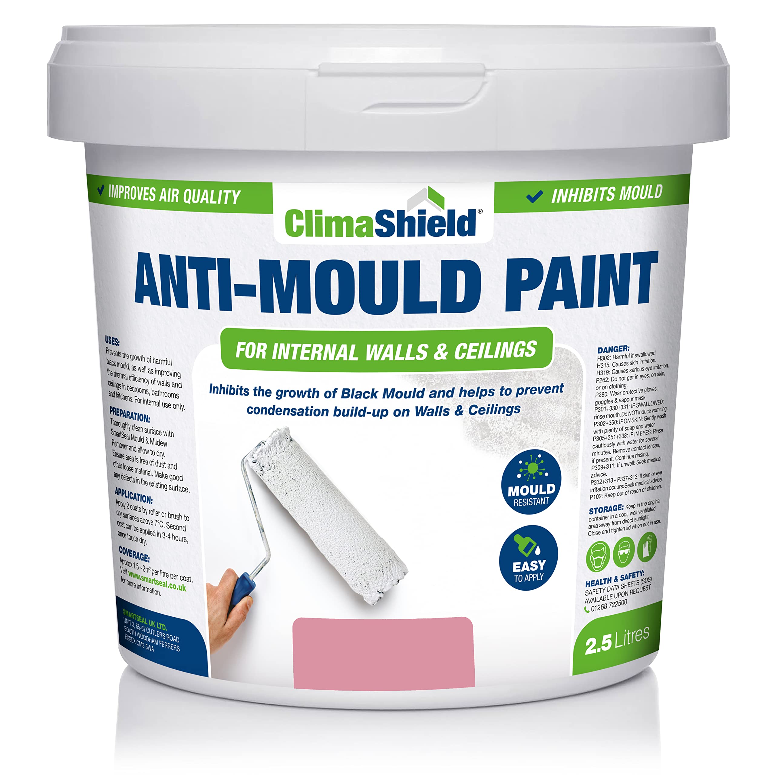 ClimaShield Anti Mould Paint - Berry Sorbet, 2.5L - Anti-Mould Paint for Bathrooms, Kitchens & Bedrooms. Effective Damp Seal for Walls & Ceilings to prevent the growth of Mold & Mildew