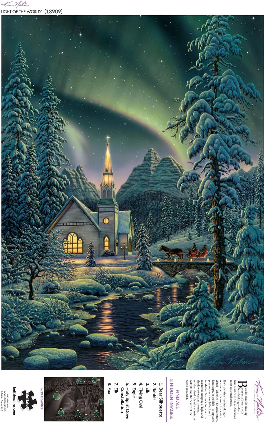 Buffalo Games – Kim Norlien - Light of The World - 1000 Piece Winter Jigsaw Puzzle - Festive, Holiday Puzzles for Adults – Precision-Cut Pieces, Christmas Artwork, Hours of Relaxing Fun