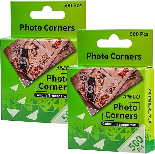 Aneco Paquete de 2 esquinas transparentes para fotos de montaje de fotos, calcomanías de esquina para álbum de bricolaje, álbum de recortes, diario,