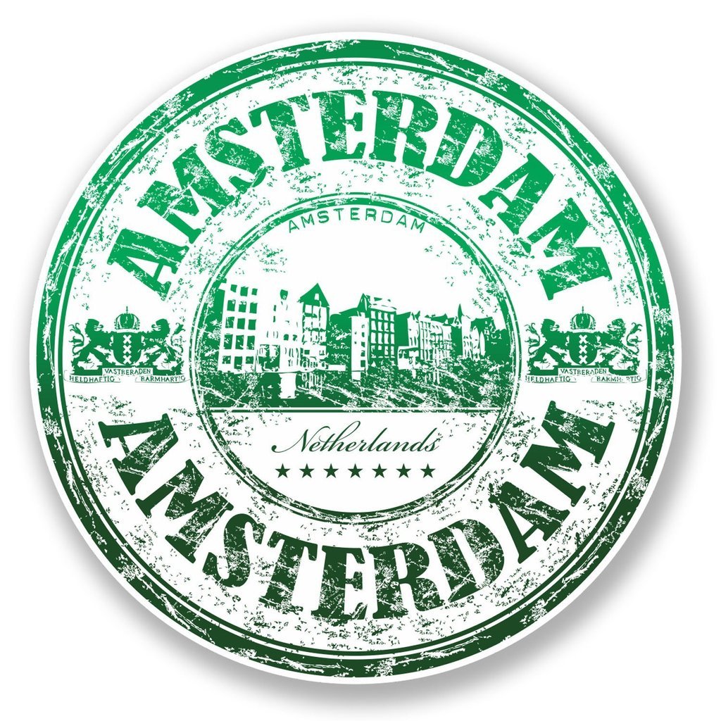 Destinationvinyl Multi 2 X 10Cm/100Mm Amsterdam Netherlands Vinyl Sticker Decal Laptop Travel Luggage Car Bike Sign Fun #6515