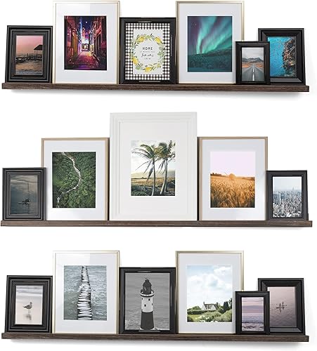 Miniatura 2 de Rustic State Ted - Estante de pared estrecho de 52 pulgadas para montaje en pared, marco de fotos, estante flotante de madera para sala de estar,