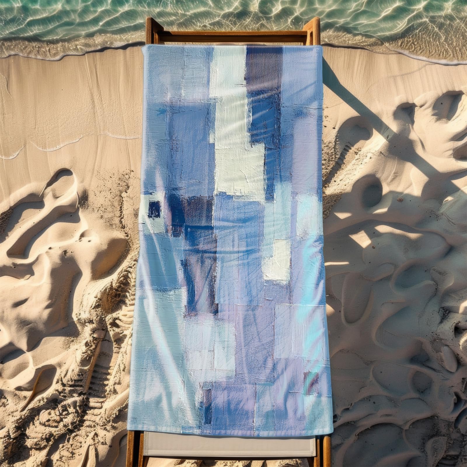 Générique Serviette de Plage XXL Graffiti Bleu Clair Blanc