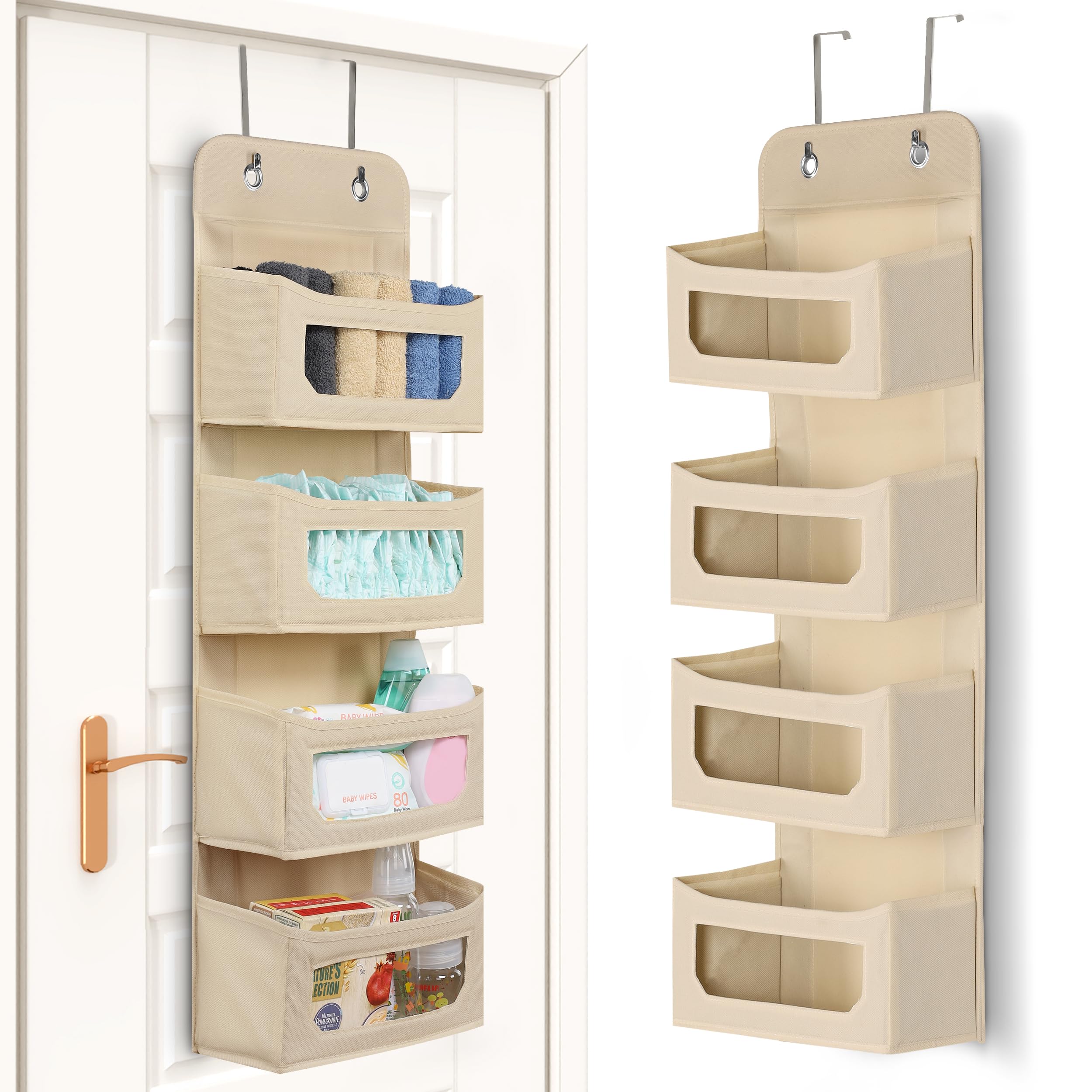 Utopia Home 4-Shelf Hanging Closet Organizer - Beige (Pack of 1) for Closet, RV, Baby, Kids, Nursery, Bedroom - Over The Door Storage