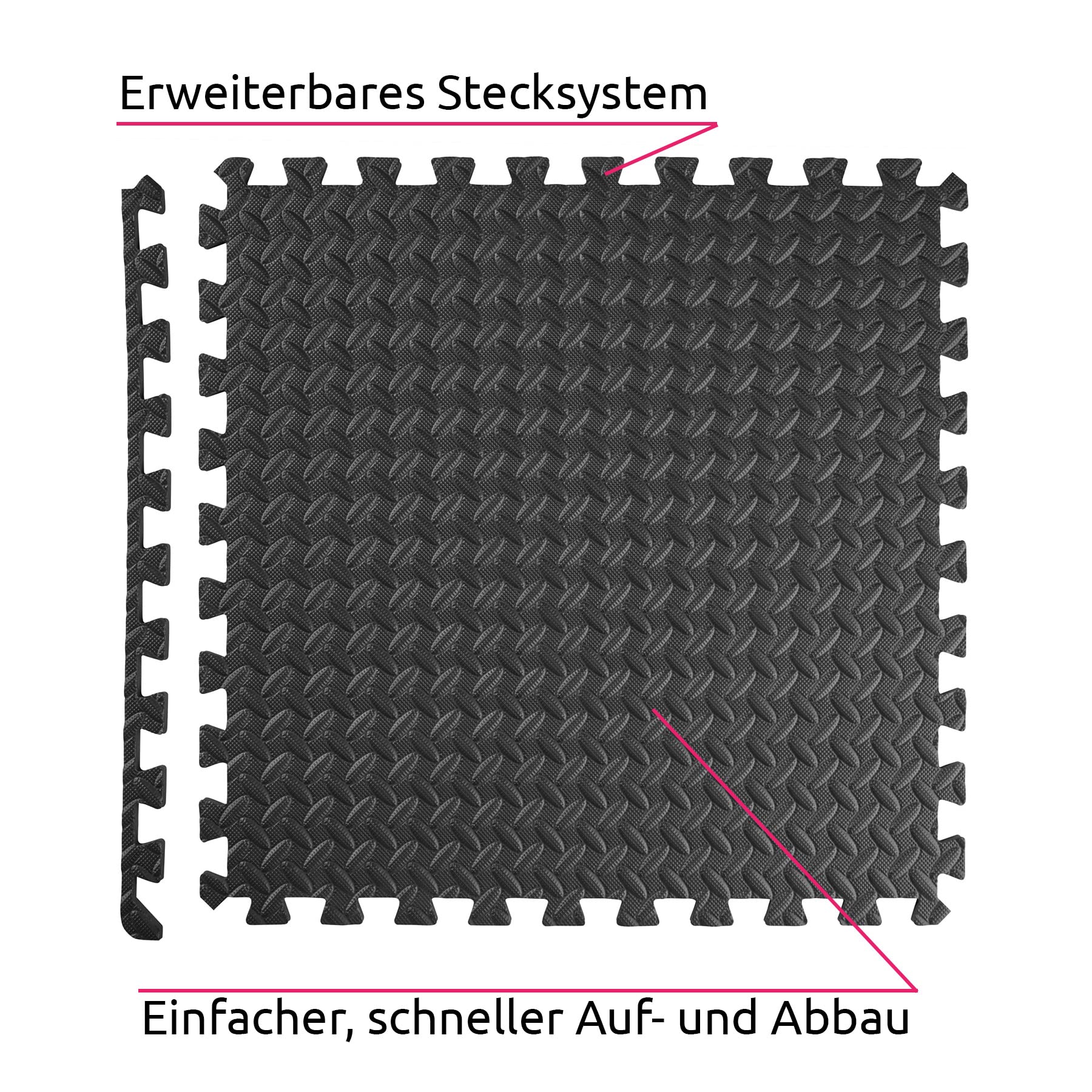 tectake Bodenschutzmatte, Puzzle Matte für den Boden, Schutzmatten für Fitness Übungen, Fitnessgeräte, als Fallschutzmatten indoor, Belag für Garagenboden, dicke Puzzlematten 61cm x 61cm