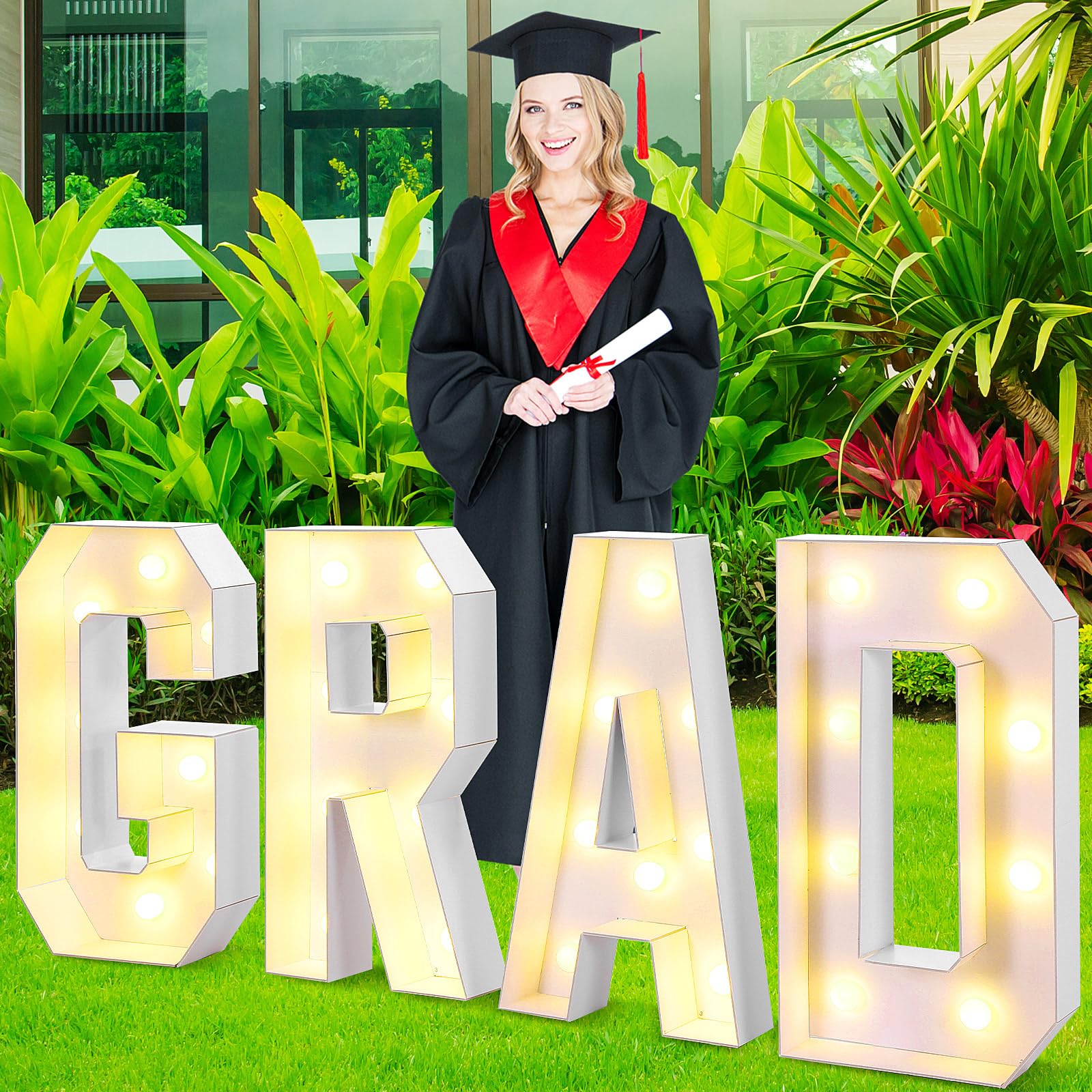 2025 Sign Grad 2025 LED Marquee Letter Lights – 8-Piece Light Up Sign ...