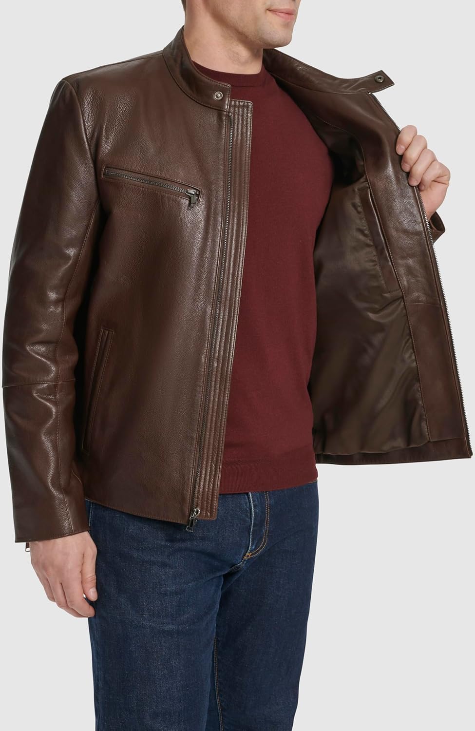 Cole Haan Men's Classic Zip Front Moto Jacket - Image 4