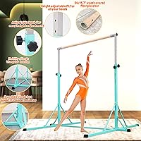 Vista 3 de Gymnastics Bar, 5'10” Base length 45" to 71" Adjustable Horizontal Bar for Serious Training, 500 LBS Capacity, Professional Home Gym Equipment with