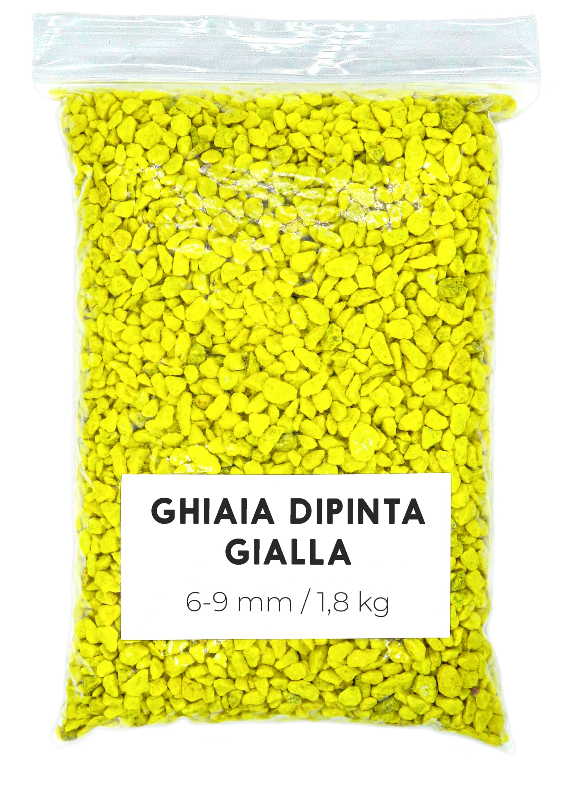 Sassolini Colorati Giallo 1,8Kg - Sassolini Decorativi per Vasi - Sassi Decorativi per Vasi - Pietre Colorate - Pietre Decorative - Pietre Colorate per Decorazioni (6-9 mm) (Giallo)
