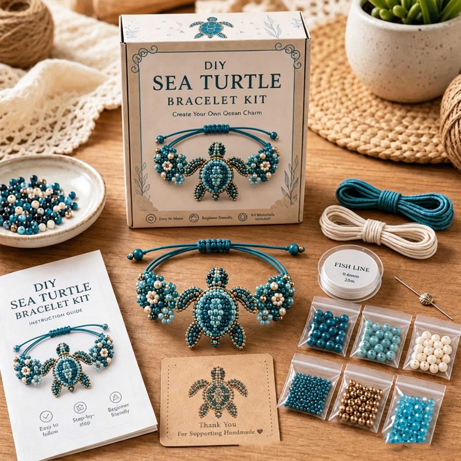 OLYGEE DIY Octopus Bracelet Bead Kit, 3D Beaded Bird Craft Set, Bead Animal Making Kit for Beginners with Plastic Resin Beads, Needle, Thread & Illustrated Instructions (#B)