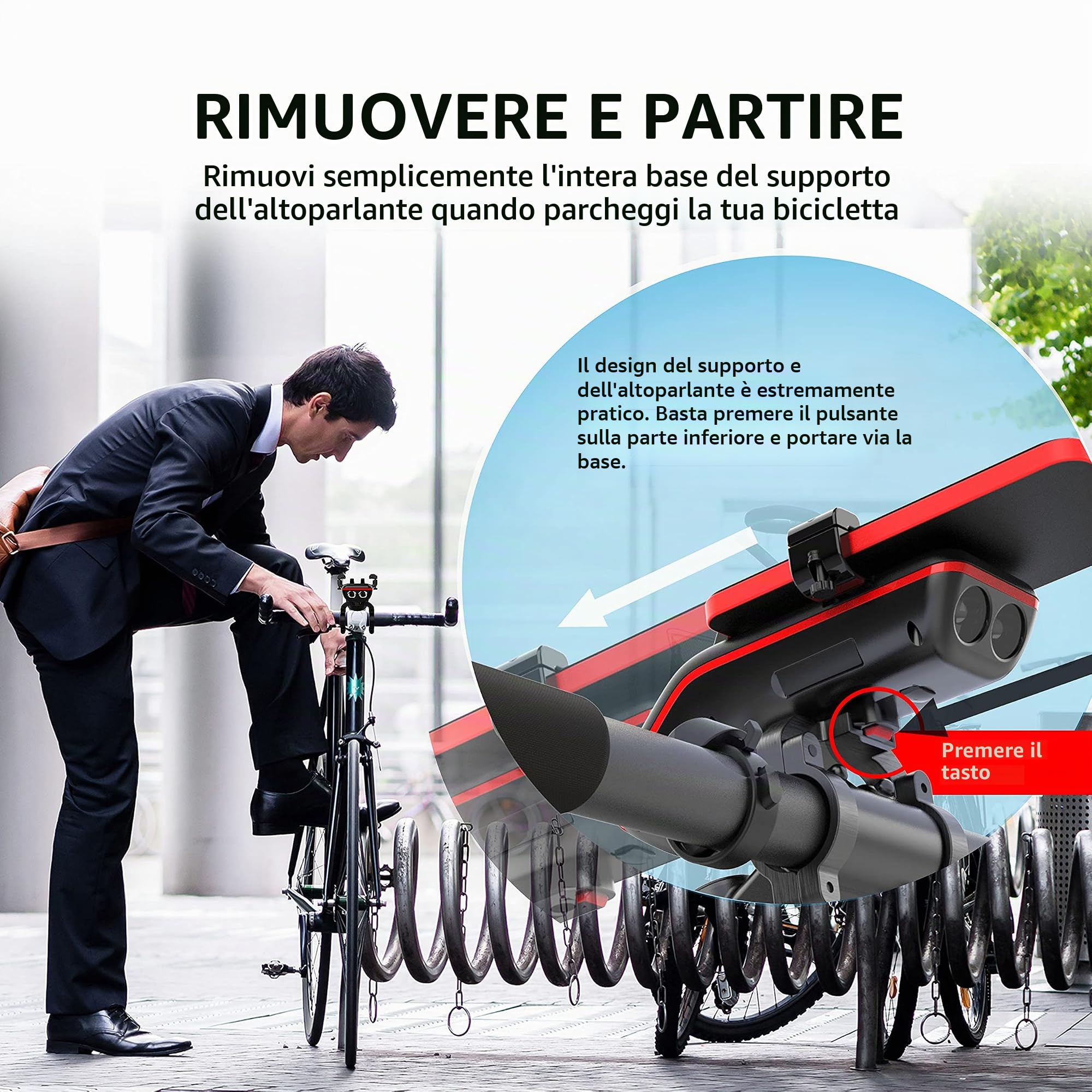 UPPEL Altoparlante Bluetooth per bicicletta multifunzione impermeabile audio – power bank/campano/microfono – modalità TF/SD/AUX – Estremamente & tempo libero ciclismo con bicicletta e mountain bike