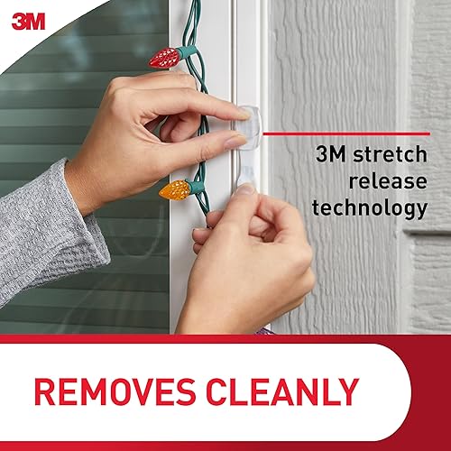 Miniatura 10 de Command Clips de luz para exteriores, 20 organizadores transparentes y 24 tiras, colgar sin daños con adhesivos resistentes a la intemperie, ganchos