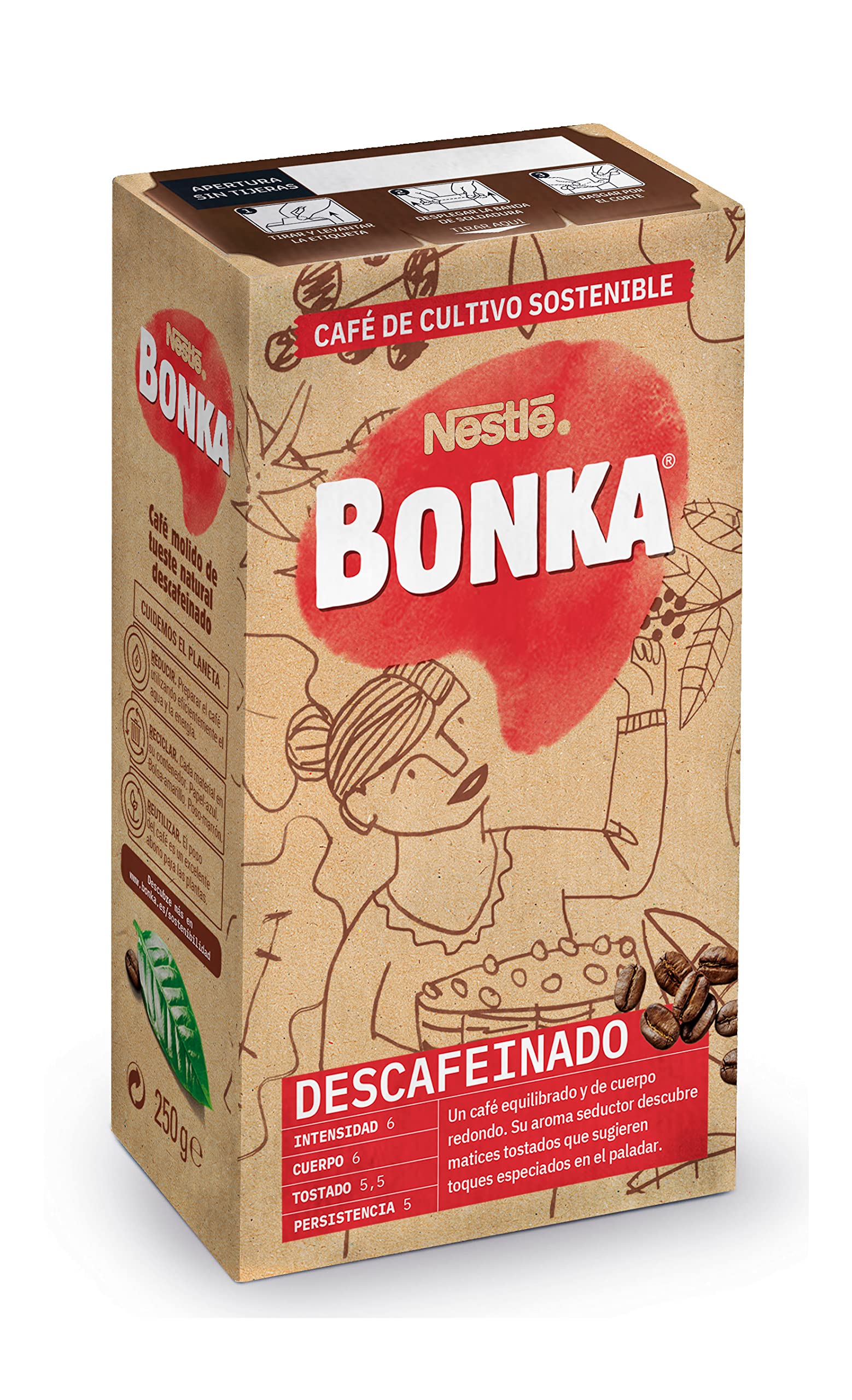 Bonka - Café Molido Descafeinado - Pack 8 x 250 Gr