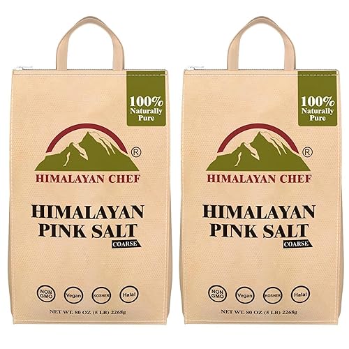 Himalayan Chef Grano grueso de sal del Himalaya molinillos de repuesto de 5 libras - 2 unidades tarro de plástico paquete de 2