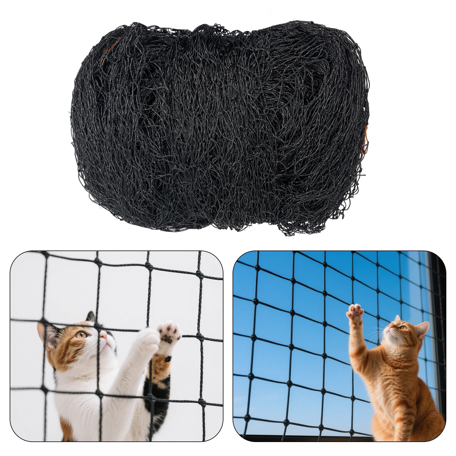 Rete Gatti Balcone, Rete Metallica Rinforzata 8x3m, Robusta e Resistente ai Morsi, Resistente agli Agenti Atmosferici, Rete Anti-Piccioni, Include Accessori per l'Installazione (Nero)