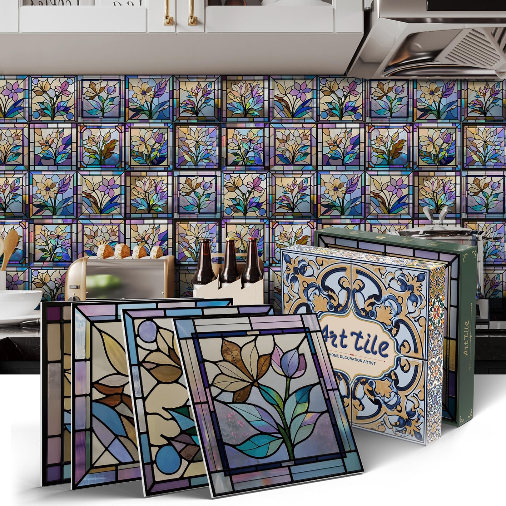 VICCI 12Pcs Kitchen Backsplash 5.9"x5.9" Wall Decals Removable Tile Stickers Peel and Stick Wall Tiles for Bathroom Includes Gift Box