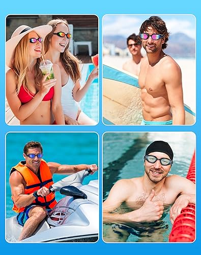 Miniatura 7 de Gafas de natación unisex para adultos, antiniebla, anti rayos UV, sin fugas, amplia visión para hombres, mujeres y jóvenes