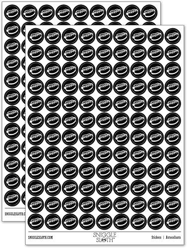 Hotdog Wiener Bun Ketchup Mustard 200+ pegatinas redondas - Acabado brillante - Tamaño de 0.50 pulgadas - Negro