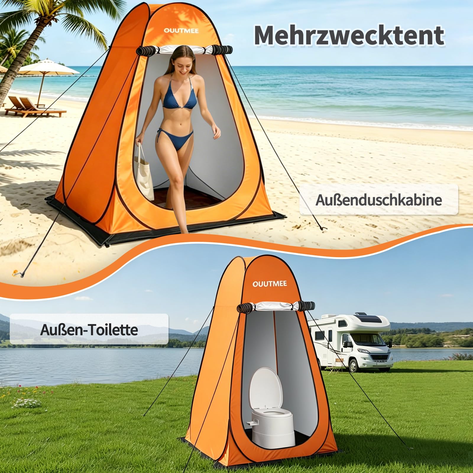 OUUTMEE Tenda da doccia, tenda per toilette da campeggio, spogliatoio portatile pop-up per spogliatoio, tenda mobile da spiaggia, tenda per WC all'aperto, protezione UV, tenda per spogliatoio