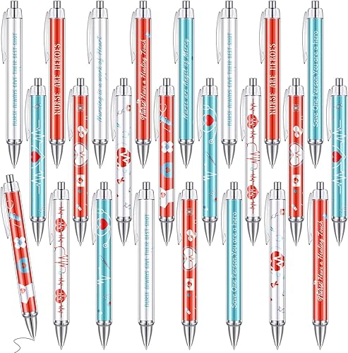 Juego de bolígrafos de enfermería de 0.039in, tinta negra, 6 diseños de bolígrafos giratorios, bolígrafos de regalo divertidos de agradecimiento