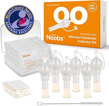 Award-Winning Colostrum Collector Kit by LoveNoobsTM, 6 Counts x 4ml, Reusable Breast Milk Collector, Colostrum Collection Kit For Breastfeeding, Leakproof, BPA Free
