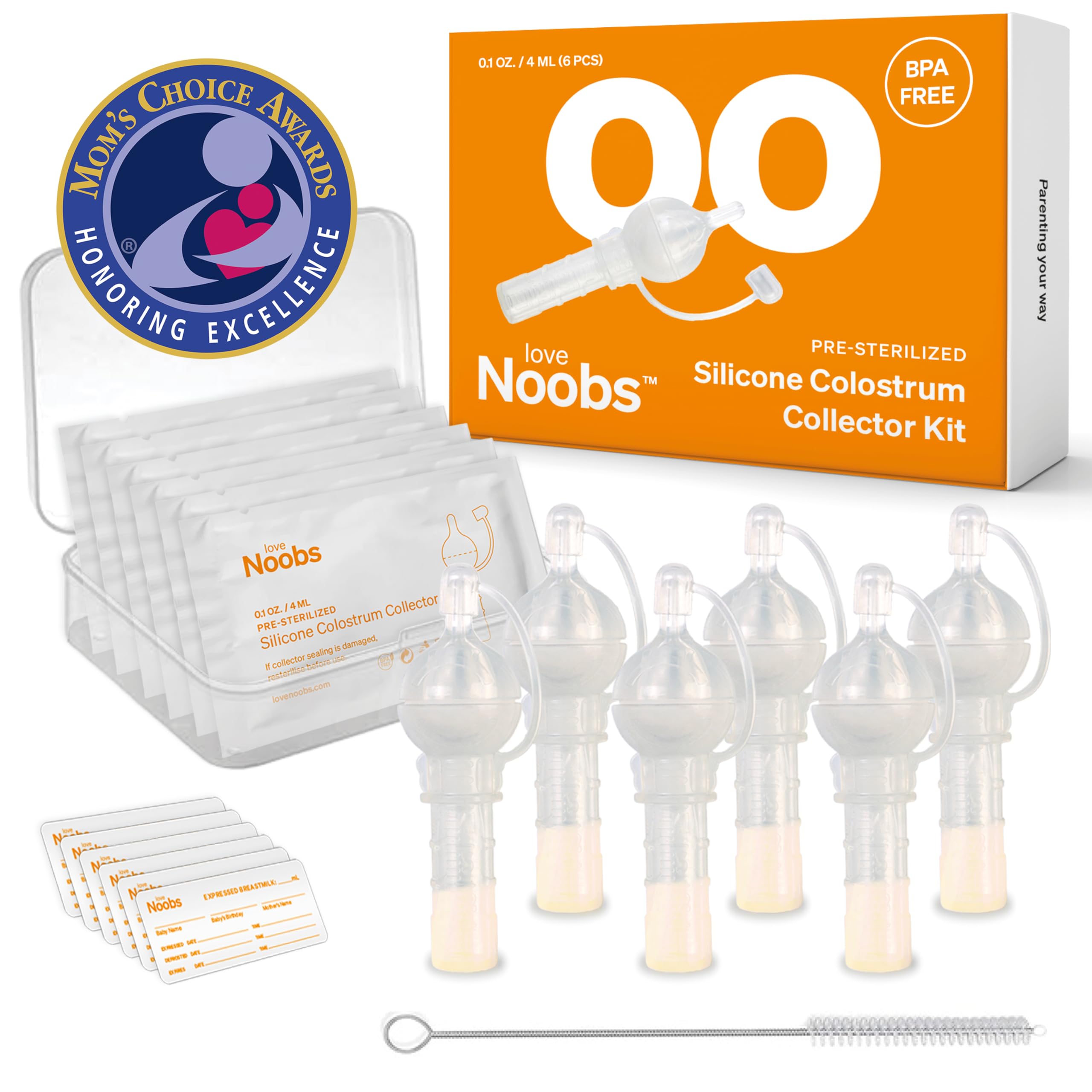 Award-Winning Colostrum Collection Kit by Love Noobs, Reusable Colostrum Harvesting Kit, BPA Free, Breast Milk Collector, Breastfeeding Essentials, 6 pcs/4ml