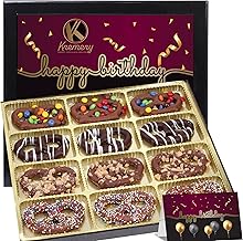 KREMERY Creamy Chocolate Cravings - Birthday Treats, Chocolate Covered Pretzel Twists Gift Basket, in Sectional Gift Box + Greeting Card (12 Pretzels, Assorted Sweet Toppings) Food Assortments