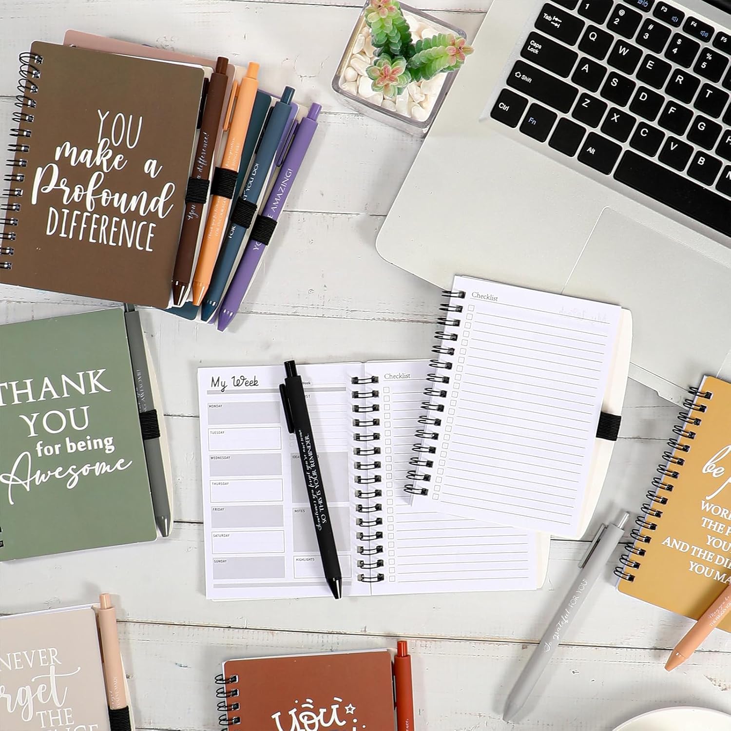 Tellingyou 20 Pcs Employee Appreciation Gift Bulk A6 to Do List Notebook with Ballpoint Pens Motivational Notepad for Coworker Social Worker Staff Teacher Nurse Dispatcher Volunteer (Neutral Colors) - Image 5