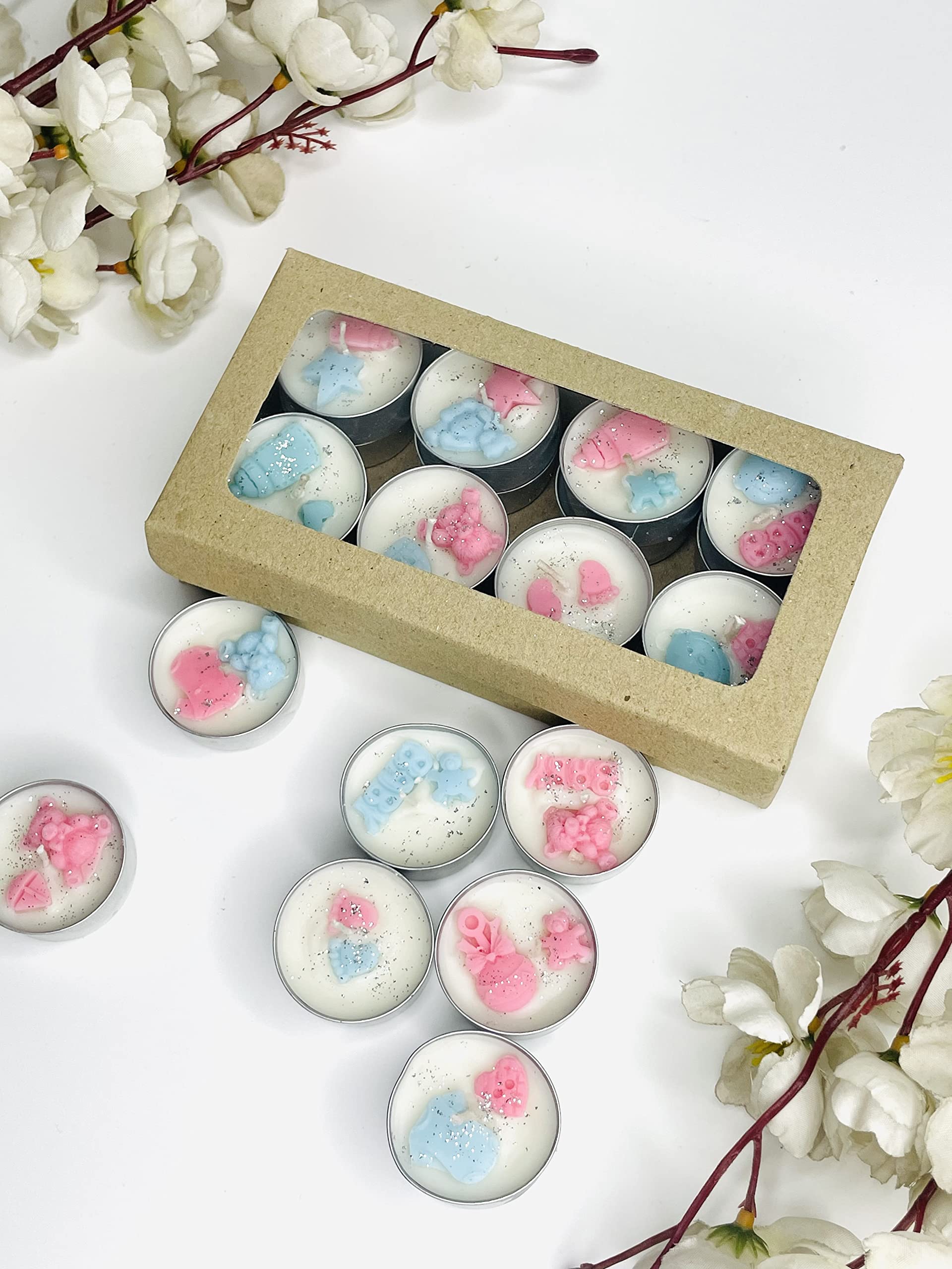 Yellow Petal Brand - Wax Tealight Candles, Baby Theme (Set of 16 Lemongrass Scented)