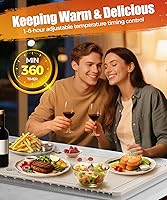 Vista 6 de Alfombrilla extragrande para calentar alimentos con almohadilla resistente al calor, 36 x 15 pulgadas, 6 ajustes de temperatura y 6 ajustes
