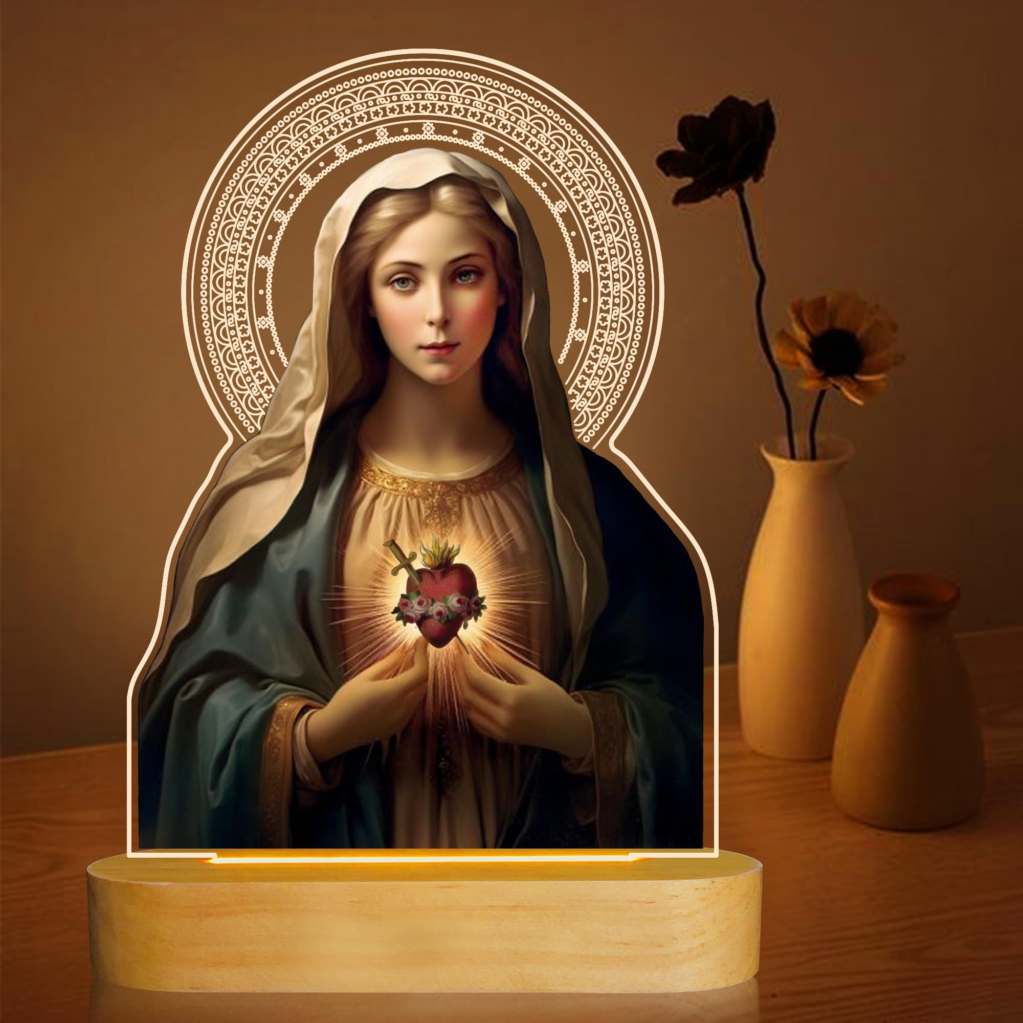 Christian Gifts for Women Men, Immaculate Heart Virgin Mary, Religious Catholic Baptism Confirmation First Communion Gifts Woman Man Mother Father Kids Boys Girls
