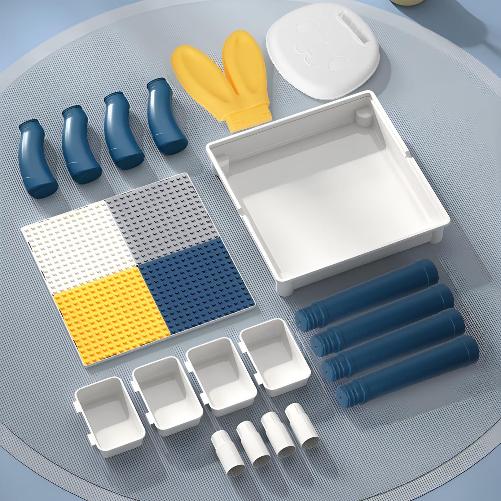 Table de Construction Multifonctionnel pour Enfant avec Chaise pour Bébé, Hauteur Réglable, Plateau Double Face, Table de Jeu et d'Études (avec 300 Blocs de Construction)