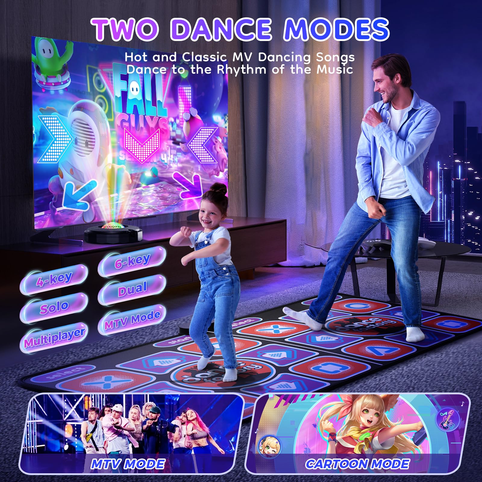Helangel Tappetino da ballo per bambini e adulti, tappetino da ballo interattivo per TV con fotocamera, modelli migliorati, doppio tappetino da ballo musicale durevole antiscivolo (166 x 93 cm)