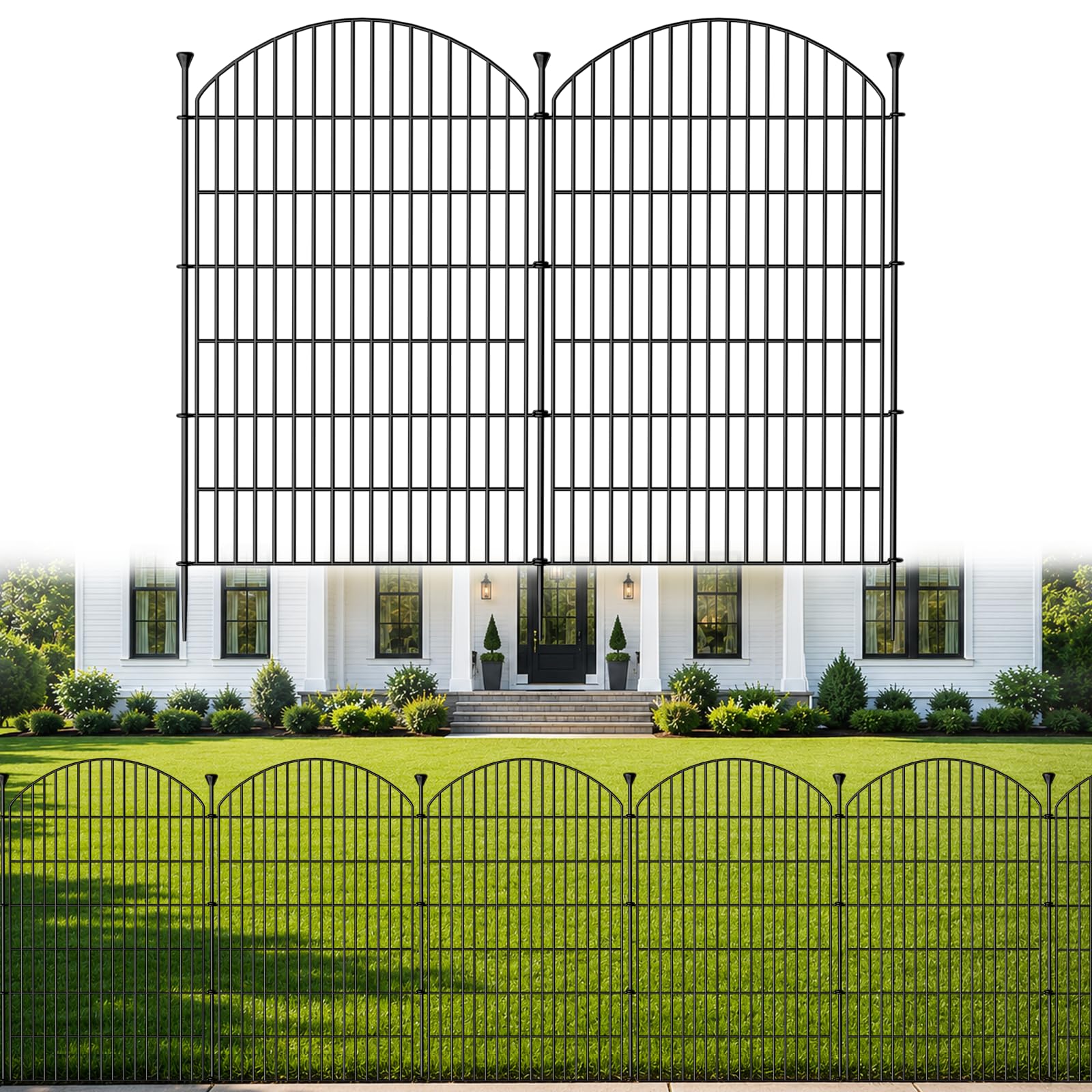 Photo 1 of 12 Pack No Dig Decorative Garden Fence Panels, 40in(H) x 29ft(L), Dog Fence Outdoor for Yard, Rustproof Metal Animal Barrier for Rabbits & Flowers, Temporary Fencing for Patio, RV
