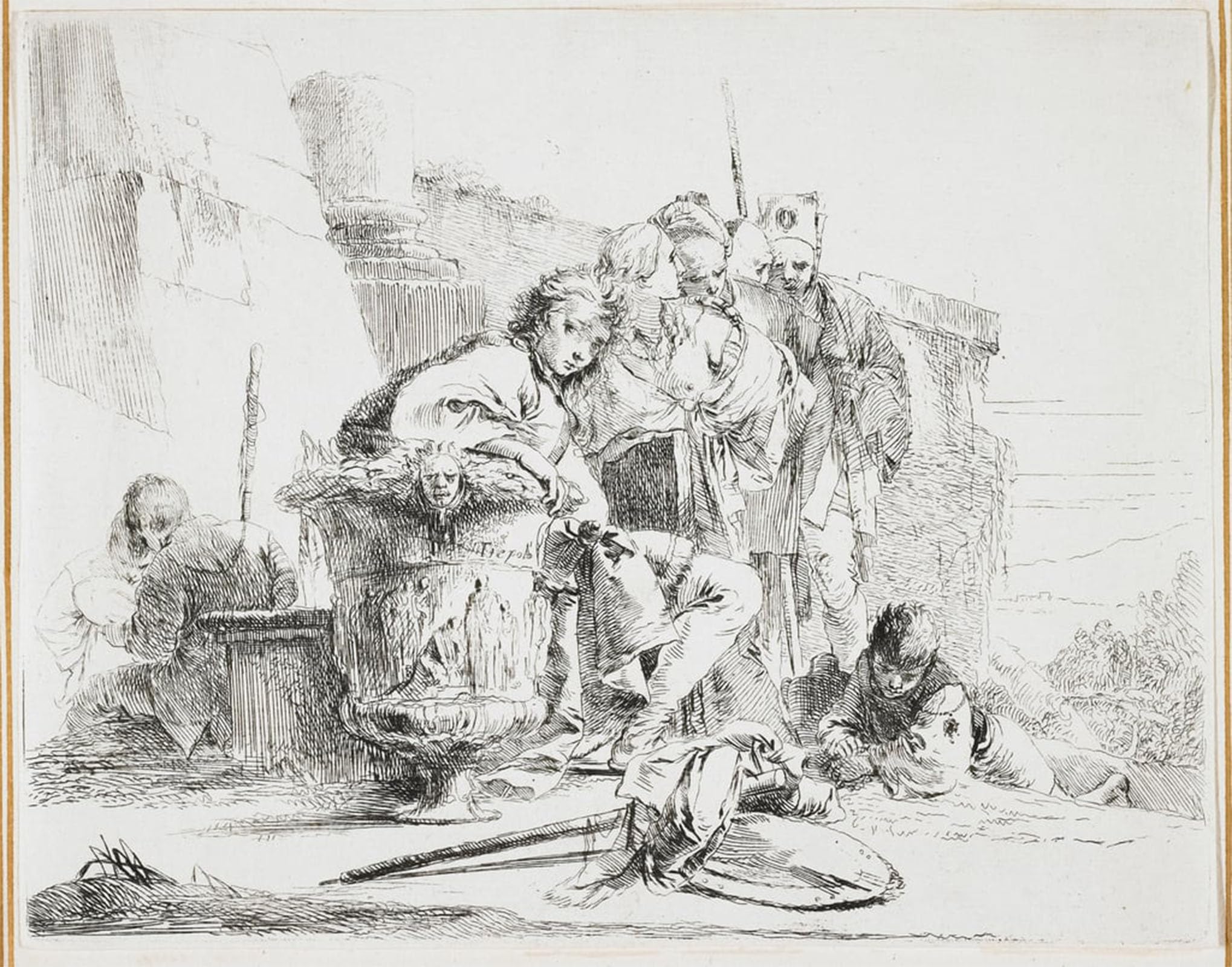 ARTXLXXBN Famous Art Print Poster Vintage Wall Art Young Man Seated by Battista Tiepolo Canvas Art Poster for Home Decor 60x90cm