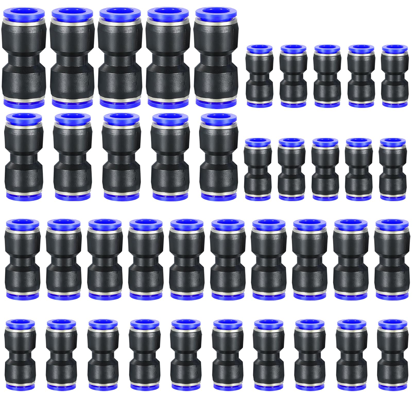40 Pezzi Attacco Rapido Aria Compressa Raccordi Aria Compressa Connettori Pneumatici Raccordi Push To Connect, Raccordo Rapido Push in per Connettori per Aria Senza Strumenti Aggiuntivi