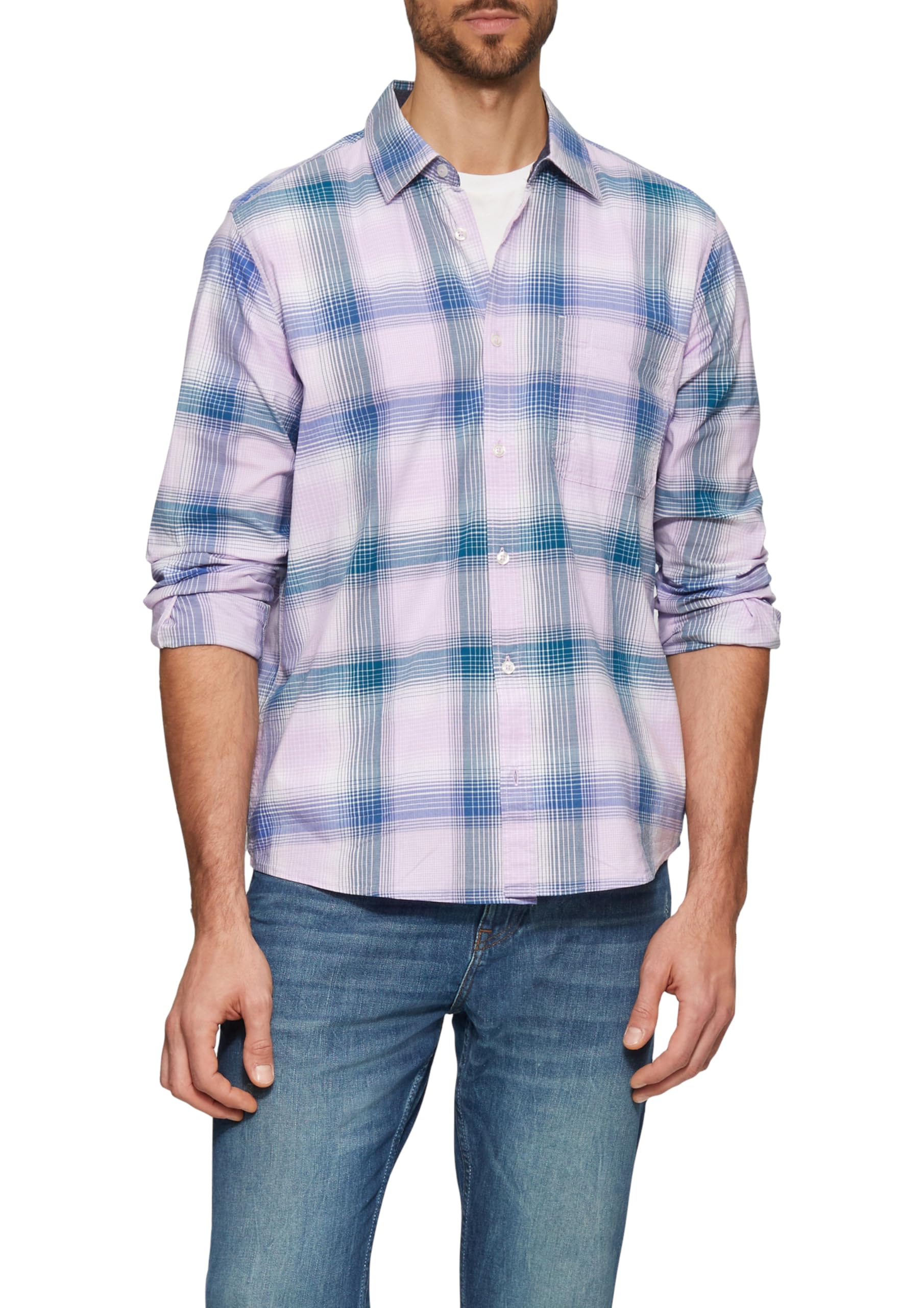s.Oliver Herren Hemd – Regular Fit, Baumwollstretch, kariert