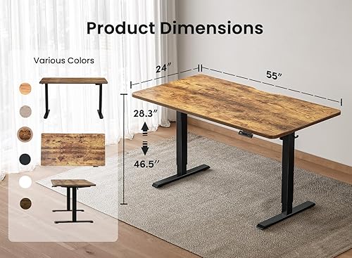 Miniatura 152 de FEZIBO - Escritorio eléctrico ajustable para trabajar sentado o de pie, 40 x 24 pulgadas, para oficina en casa, escritorio ergonómico para Negro